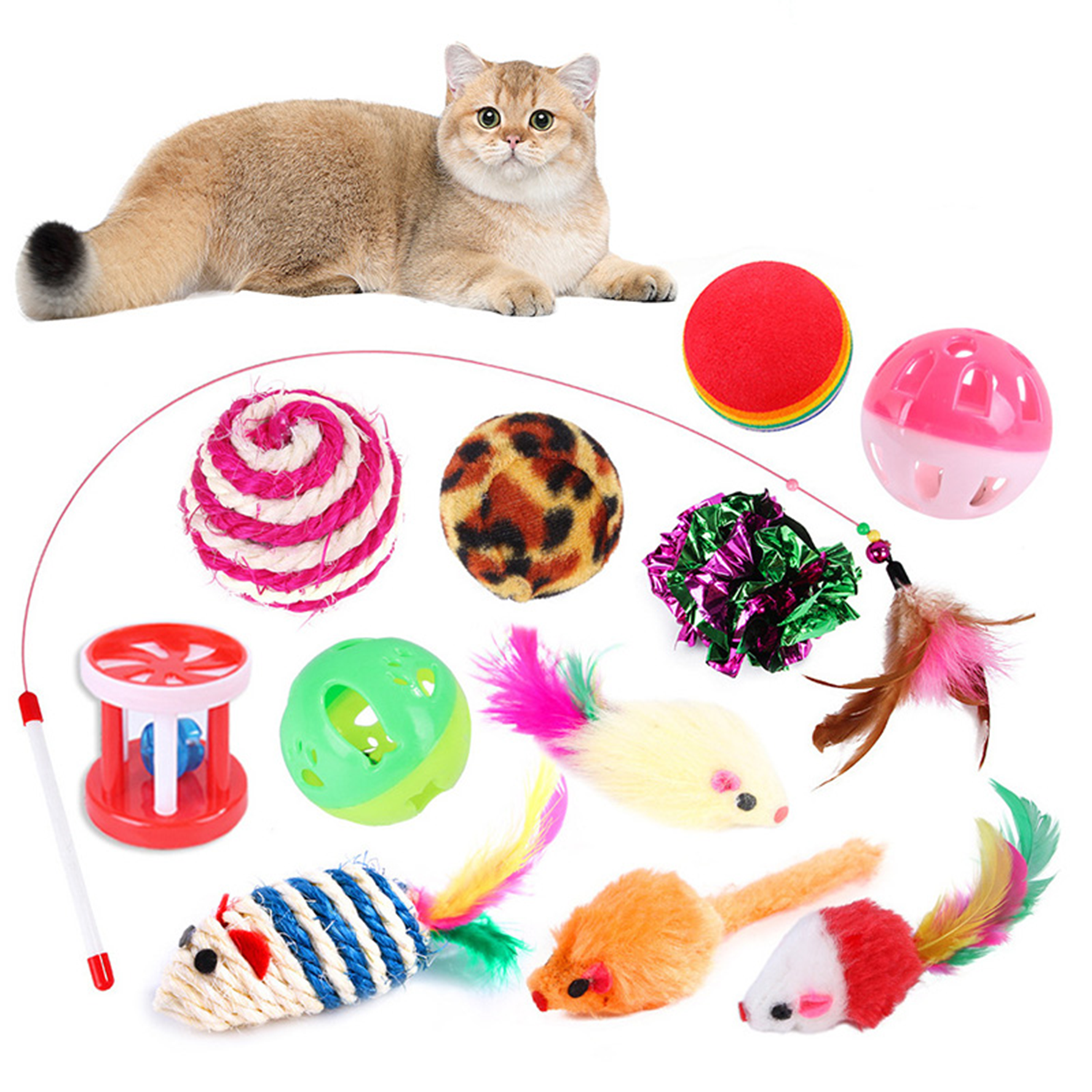 MimiLust | 12-teiliges Spielzeugset für Katzen – Abwechslungsreicher Spielspaß