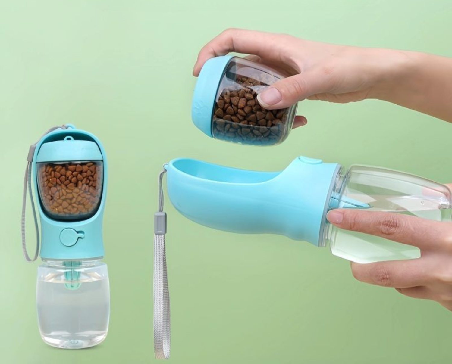 Petovia | DualFlasche für Haustiere – Unterwegs versorgt mit Wasser & Snacks
