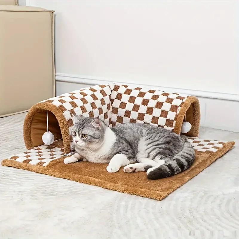 Miezimo | Kuscheltunnel mit Spielmatte für Katzen und Kätzchen