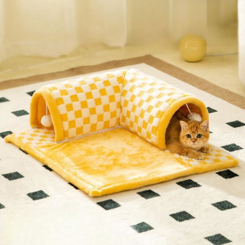 Miezimo | Kuscheltunnel mit Spielmatte für Katzen und Kätzchen