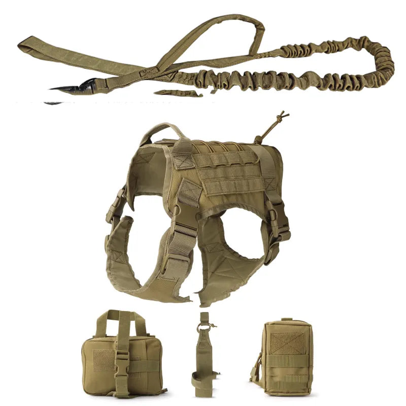 RexGuard | Taktisches Hundegeschirr mit Taschen & Führleine für Training & Outdoor