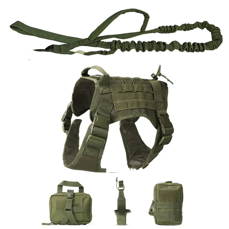 RexGuard | Taktisches Hundegeschirr mit Taschen & Führleine für Training & Outdoor