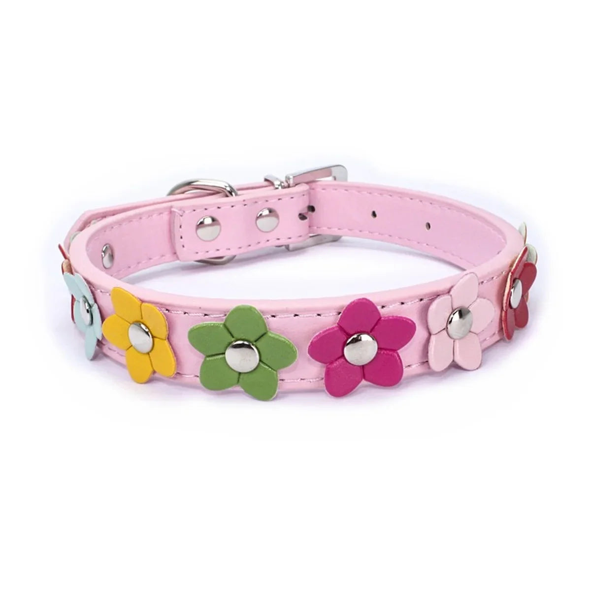 Florina | Verstellbares Blumen-Halsband für Hunde & Katzen in Lederoptik