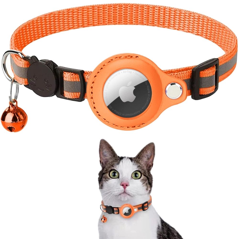 Katzaro | Sicherheitshalsband für eine Katze mit AirTag-Halterung & Reflektorstreifen