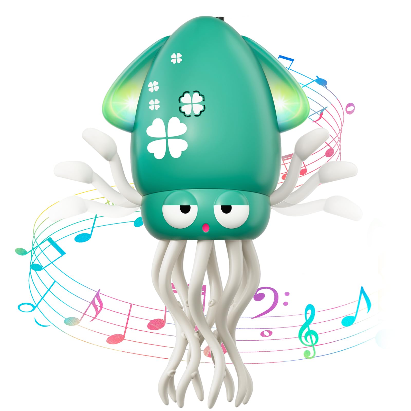 Magic Dancing Octopus Toy - Smart Obstacle-Dodging Robot with LED Light Show & Music, USB Rechargeable Tummy Time Squid Toy