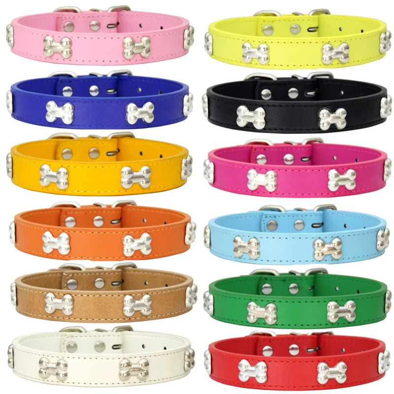 Lupo & Luna | Premium Hundehalsband mit Knochen-Applikationen aus Leder