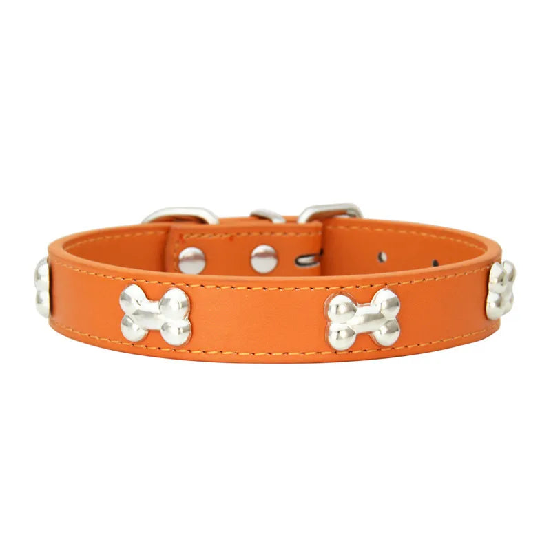 Lupo & Luna | Premium Hundehalsband mit Knochen-Applikationen aus Leder