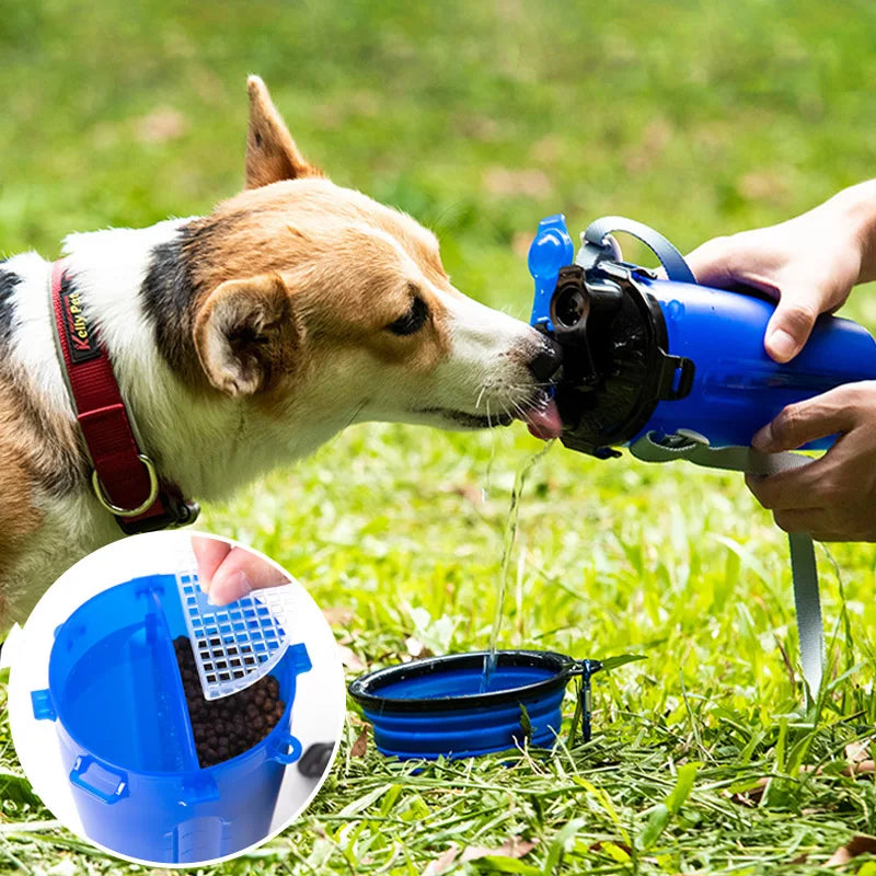PawPort | Reise-Wasserflasche mit integriertem Futterbereich