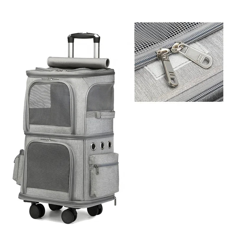 MoveMilo | Duo-Trolley für Haustiere mit Belüftung
