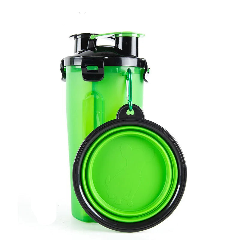 PawPort | Reise-Wasserflasche mit integriertem Futterbereich