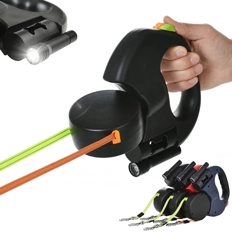 Maxo | Doppelte 360° Rollleine mit LED-Licht & Reflektorfunktion