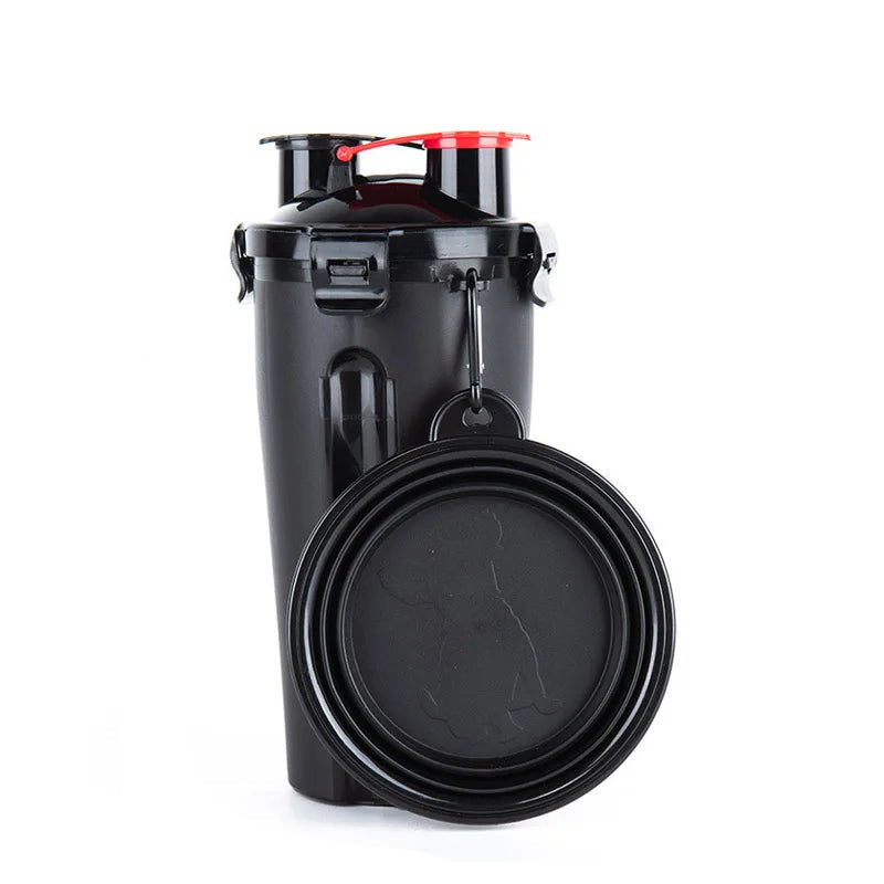 PawPort | Reise-Wasserflasche mit integriertem Futterbereich