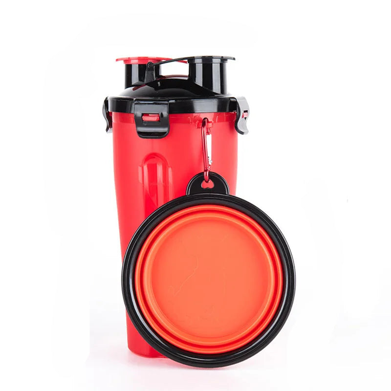 PawPort | Reise-Wasserflasche mit integriertem Futterbereich
