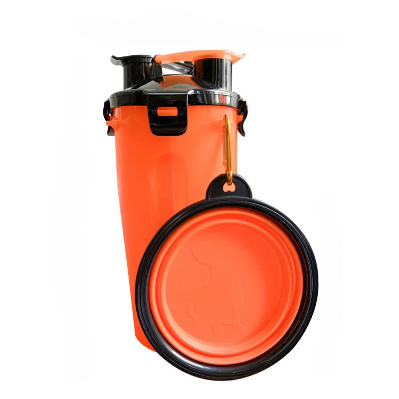PawPort | Reise-Wasserflasche mit integriertem Futterbereich