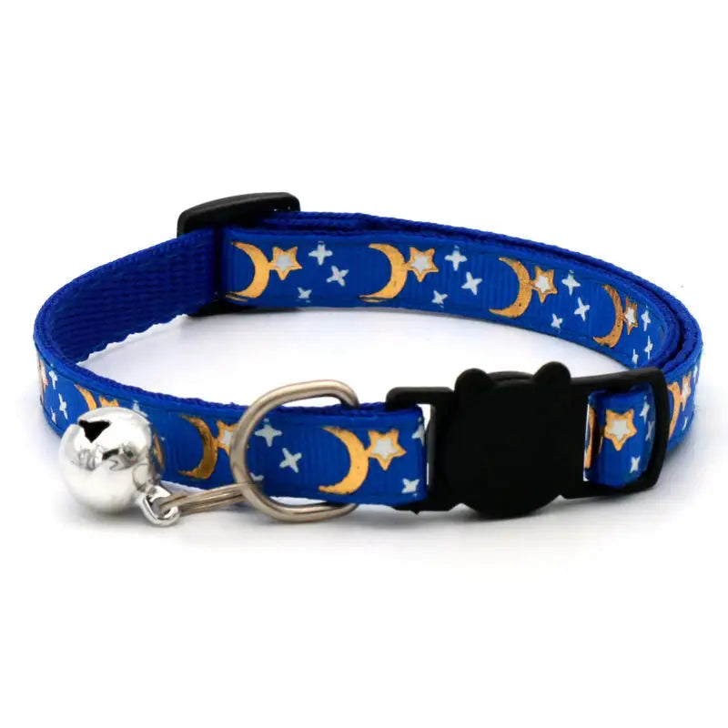 LunaPaws | Reflektierendes Katzenhalsband mit Mond- & Sternmotiv