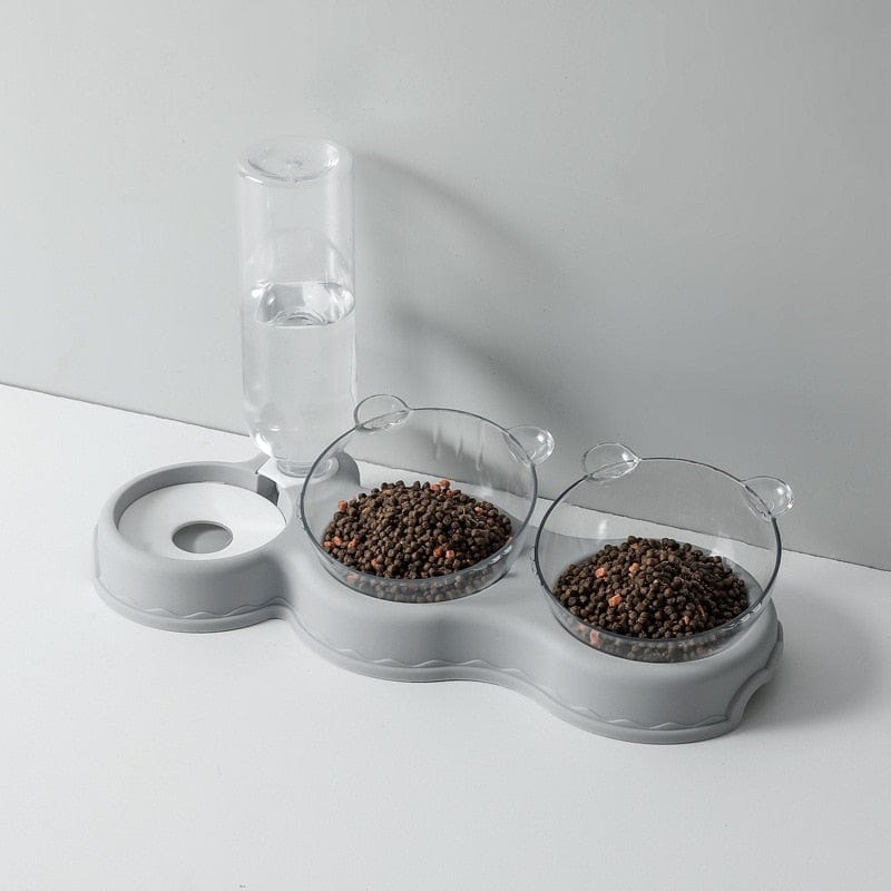 Kat drinkt uit de Voerbak en waterdispenser voor katten en kleine honden 3-in-1