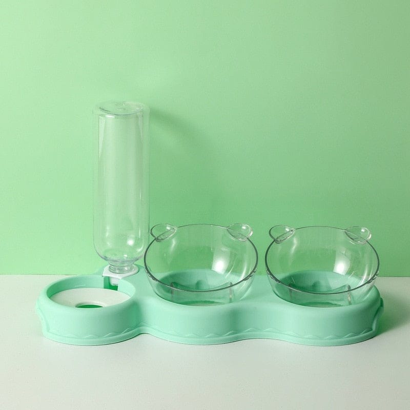 Draaibare Voerbak en waterdispenser voor katten en kleine honden 3-in-1