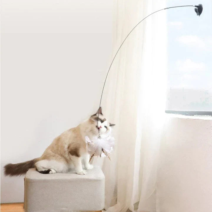 Leo | Premium Katzenspielstab mit 5 Feder-Vögeln