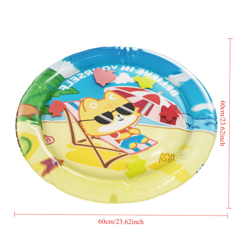 FrischaPaws | Spritzspiel-Kühlmatte für Haustiere mit aufblasbarem Rand & Schwimmspielzeug
