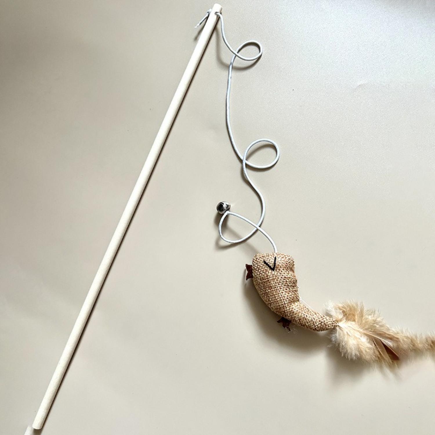 gestreepte bal kattenhengel houten stok