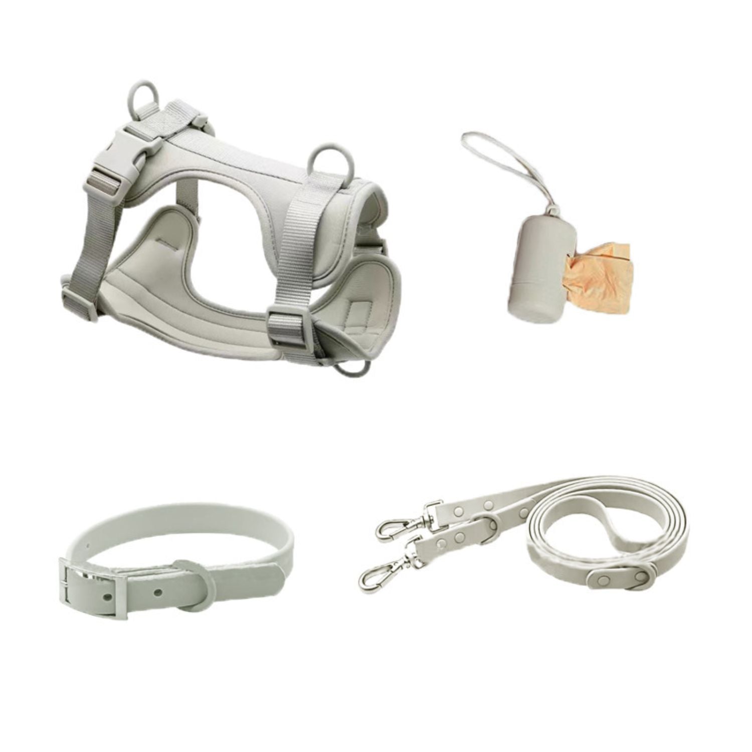 hondenharnas set lavendel puppy harnas leiband halsband en poepzakjeshouder