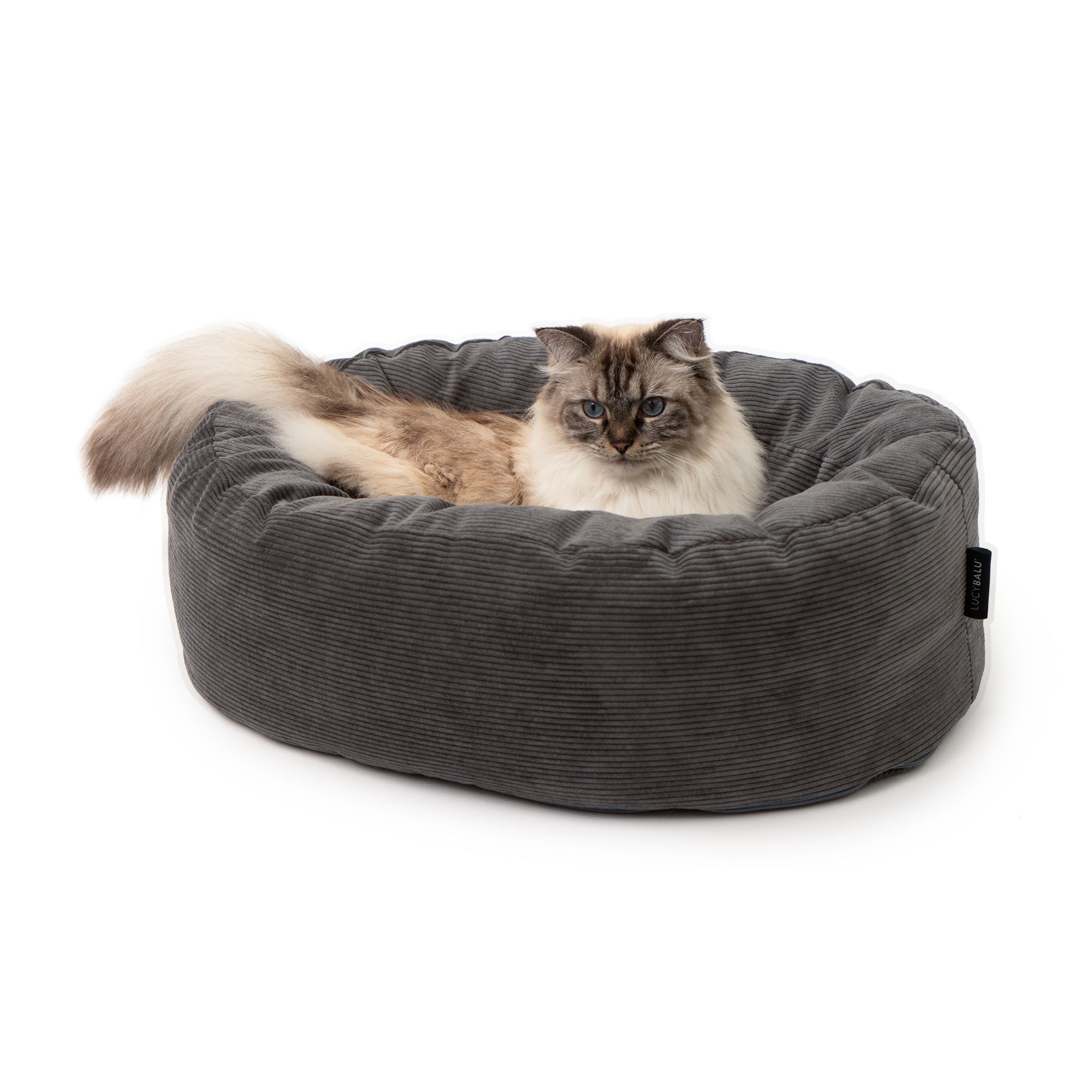 SamtSloop | Rundes Katzenbett mit Kuschelrand