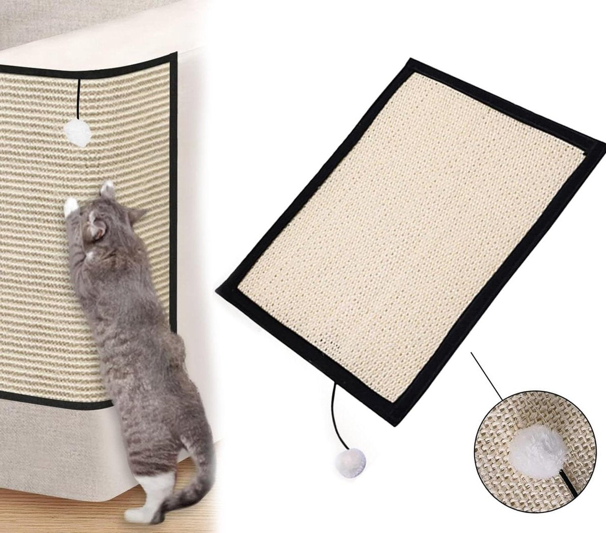 Miaufix | Kratzmatte für Katzen mit Möbelschutz und Spielball