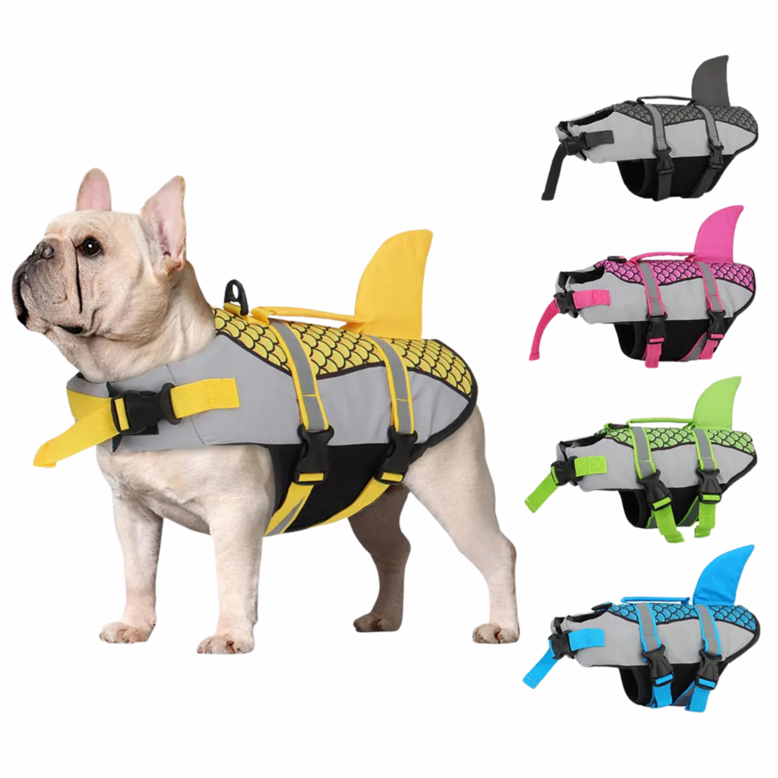 Finn | Schwimmfähige Hunde-Rettungsweste mit Flossen-Design & Tragegriff