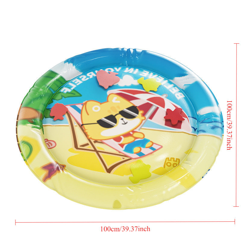 FrischaPaws | Spritzspiel-Kühlmatte für Haustiere mit aufblasbarem Rand & Schwimmspielzeug