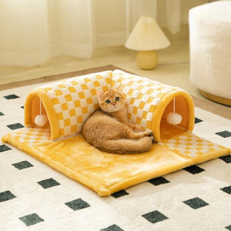 Miezimo | Kuscheltunnel mit Spielmatte für Katzen und Kätzchen
