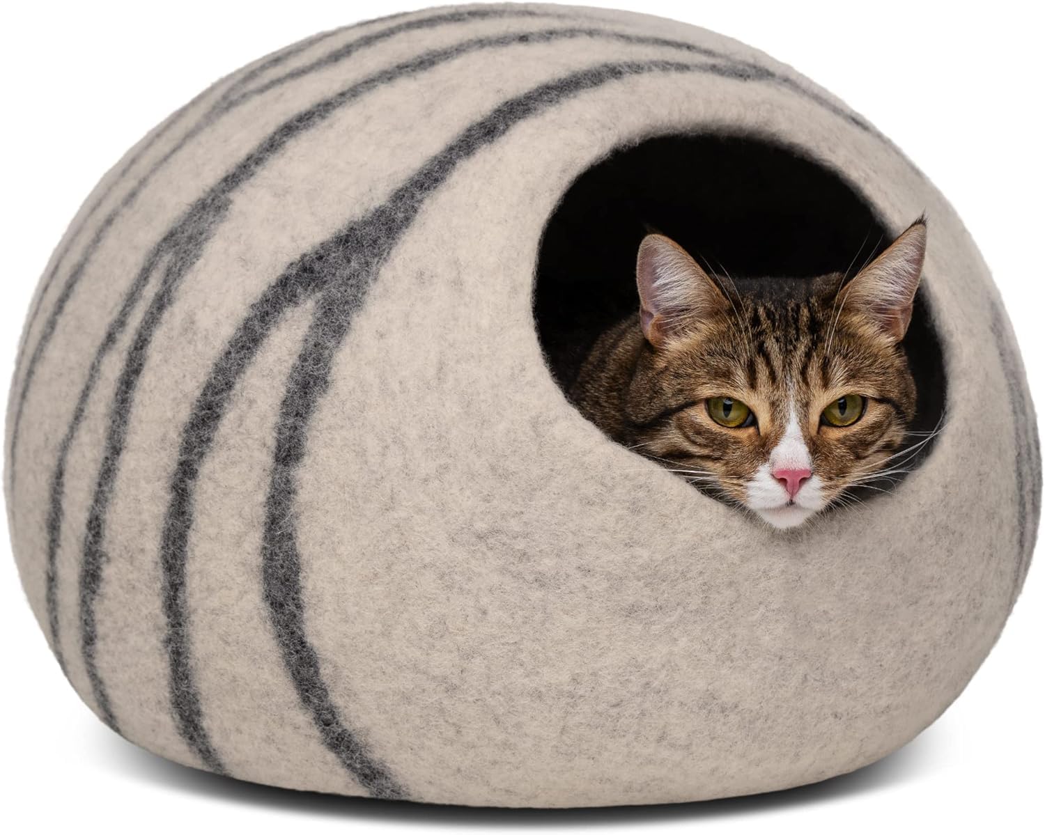 MilaPets | Handgefilzte Katzenhöhle aus Naturwolle für Katzen und Kätzchen