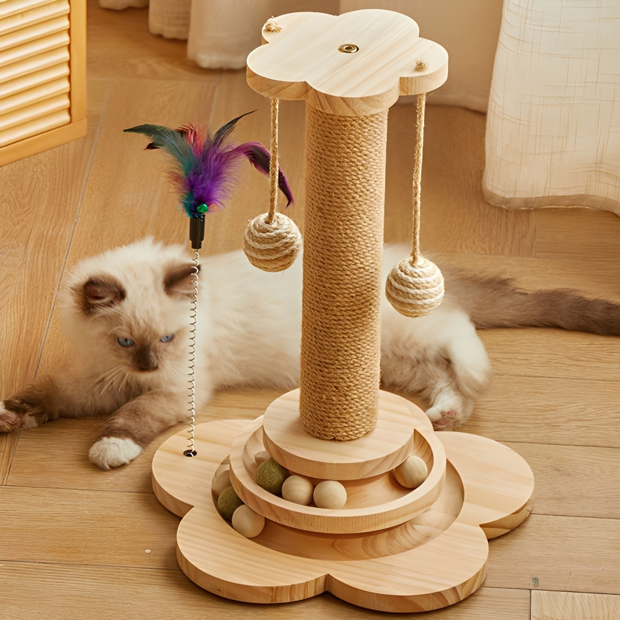 PurrVana | Robuste Kratzsäule aus massivem Sisal für Katzen