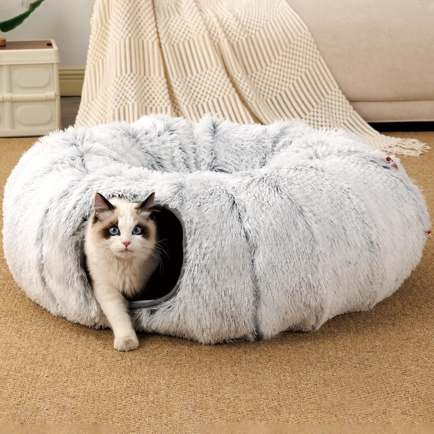 FeliNest | Faltbarer Katzentunnel mit Kuschelbett-Funktion für Katzen