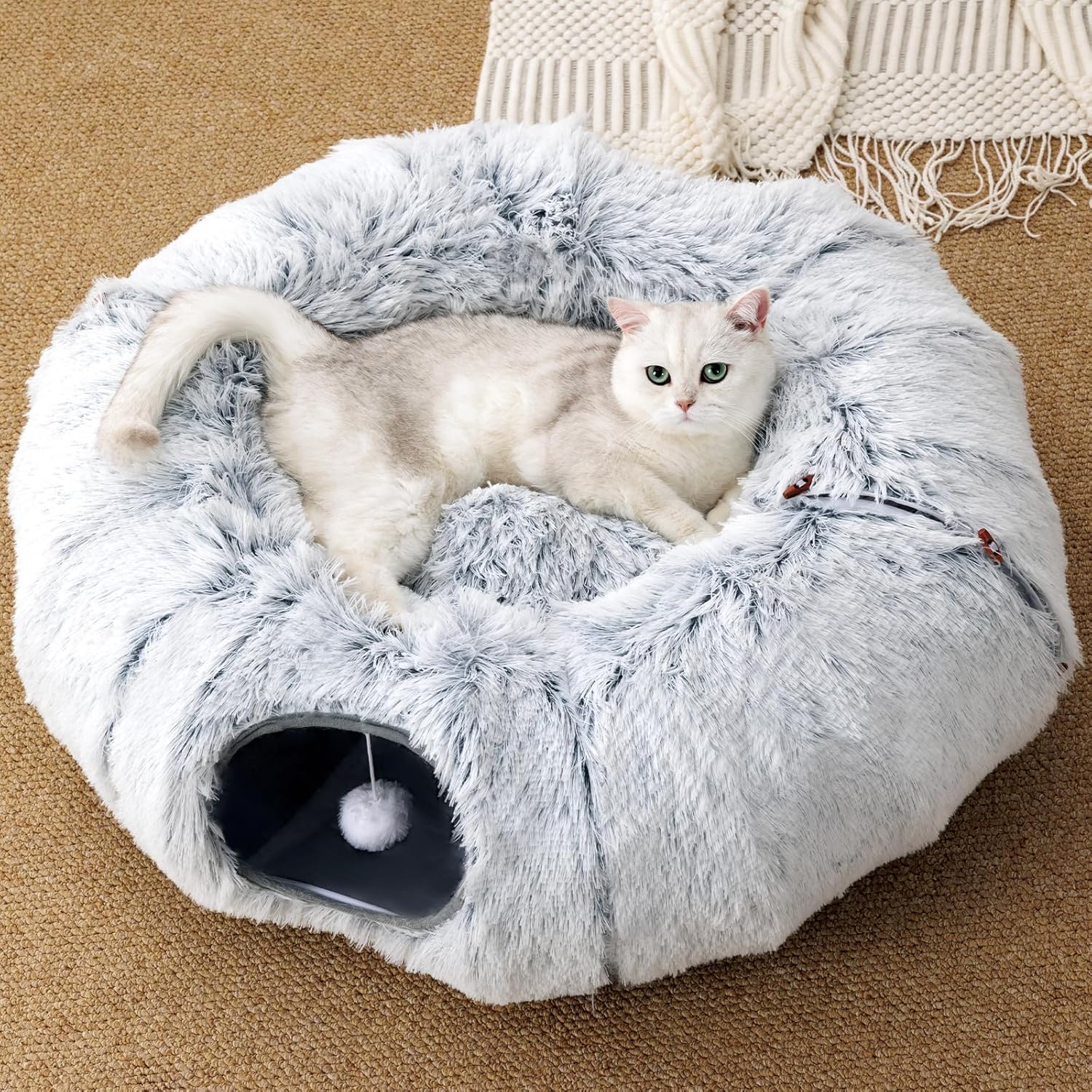 FeliNest | Faltbarer Katzentunnel mit Kuschelbett-Funktion für Katzen