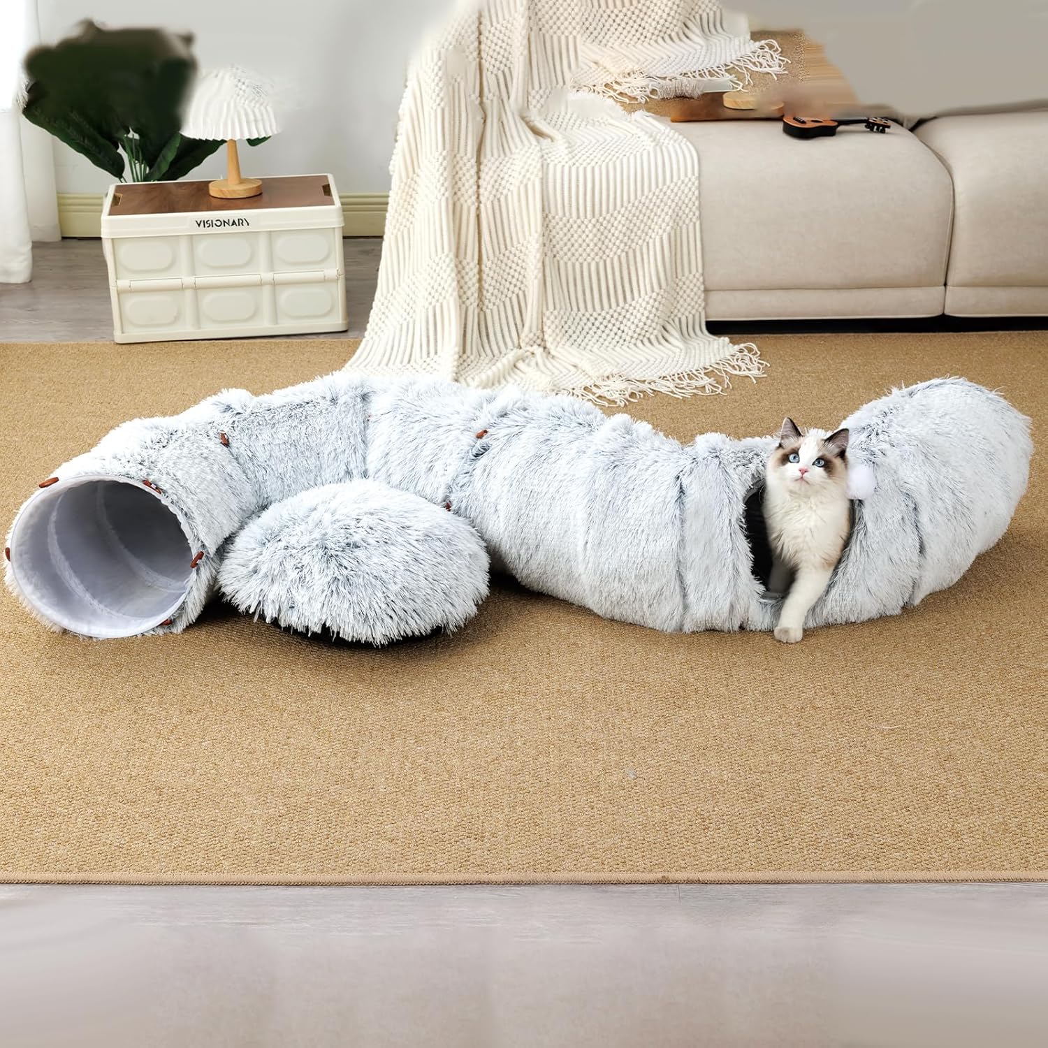 FeliNest | Faltbarer Katzentunnel mit Kuschelbett-Funktion für Katzen