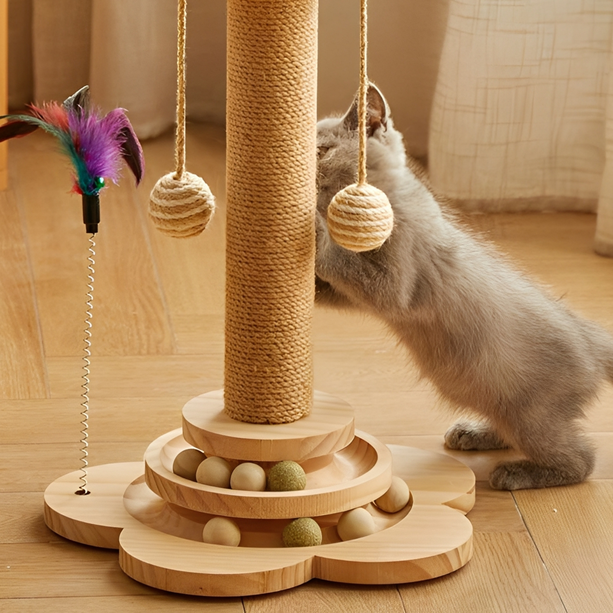 PurrVana | Robuste Kratzsäule aus massivem Sisal für Katzen