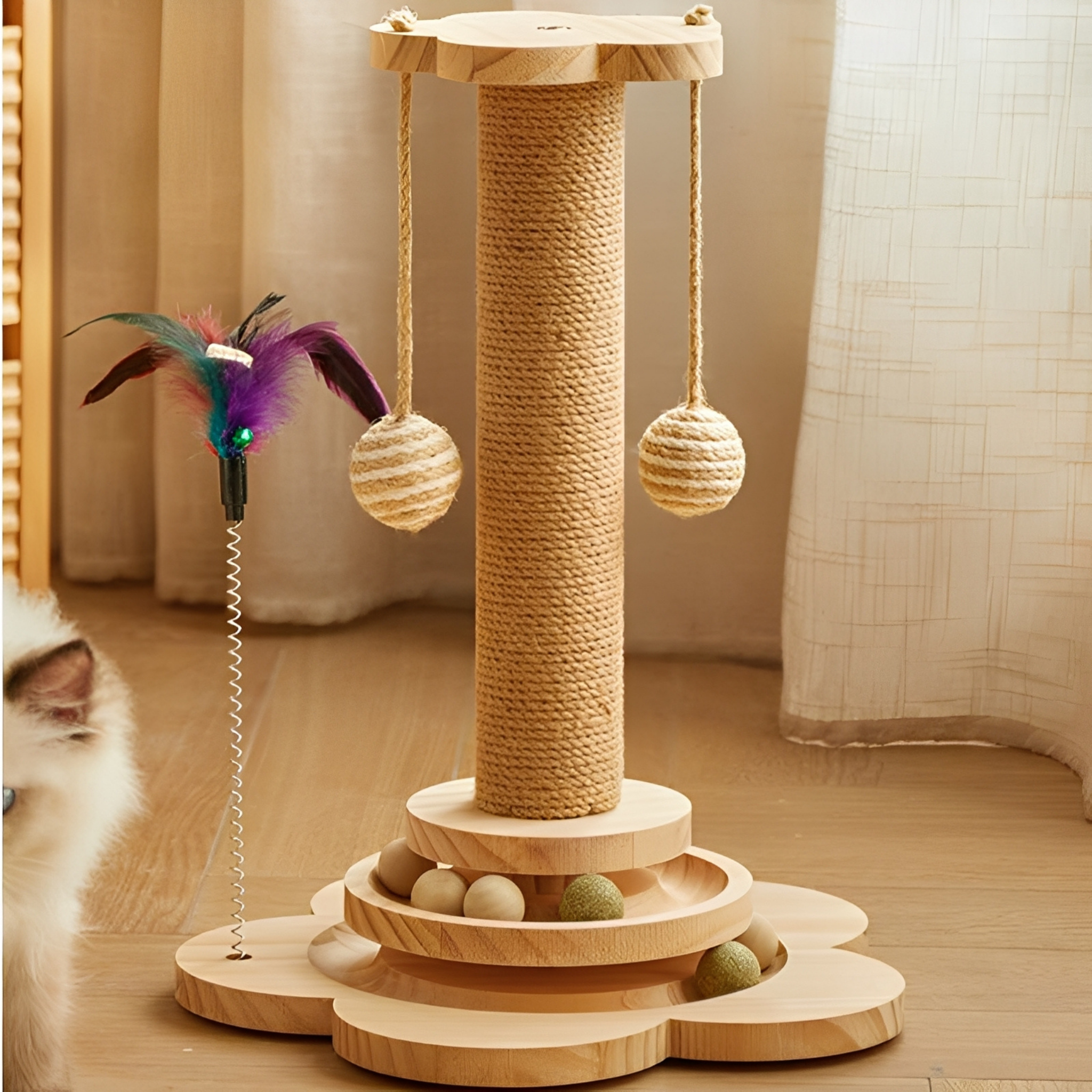 PurrVana | Robuste Kratzsäule aus massivem Sisal für Katzen