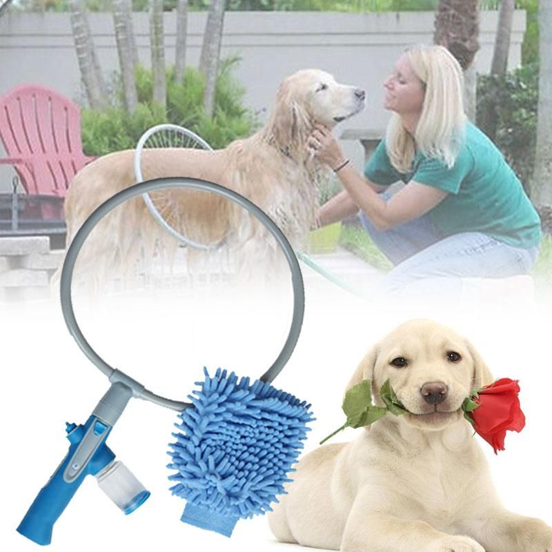 Brunno | 360° Hunde-Duschring mit Sprühfunktion und Shampoo-Adapter