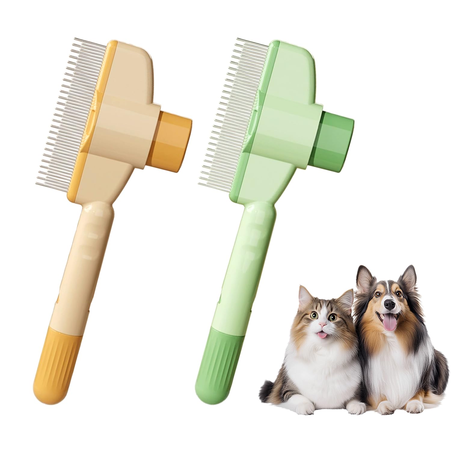 Flea Comb for Cats Dogs Brush for Shedding Pet Hair Removal Comb with Long & Short Stainless Steel Teeth for Deshedding
-