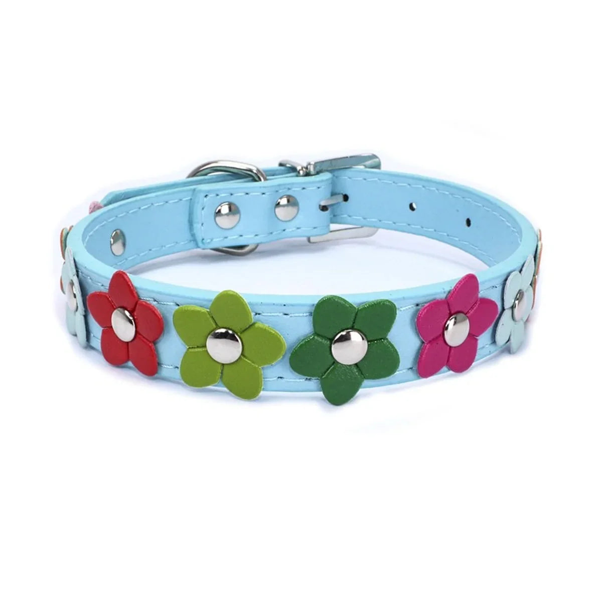 Florina | Verstellbares Blumen-Halsband für Hunde & Katzen in Lederoptik