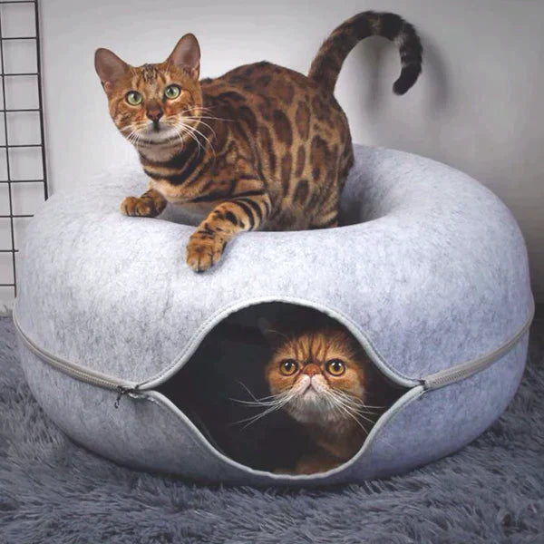 Minala | Kuscheliges Katzenbett & Spielhaus im Donut-Design