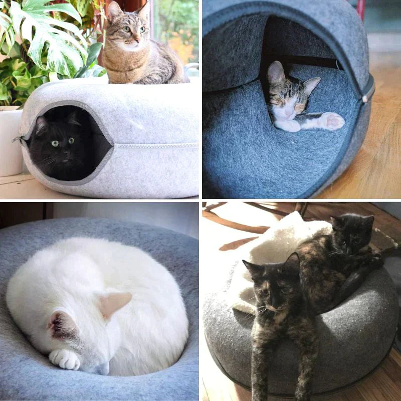 Minala | Kuscheliges Katzenbett & Spielhaus im Donut-Design