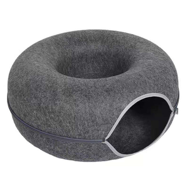Minala | Kuscheliges Katzenbett & Spielhaus im Donut-Design