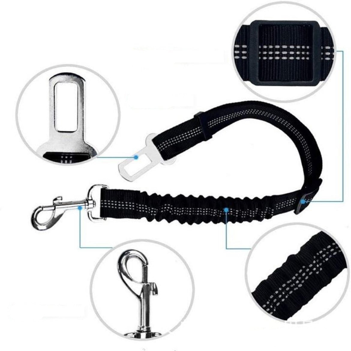 Bruno | Elastischer Sicherheitsgurt für Haustiere mit Anschnallclip