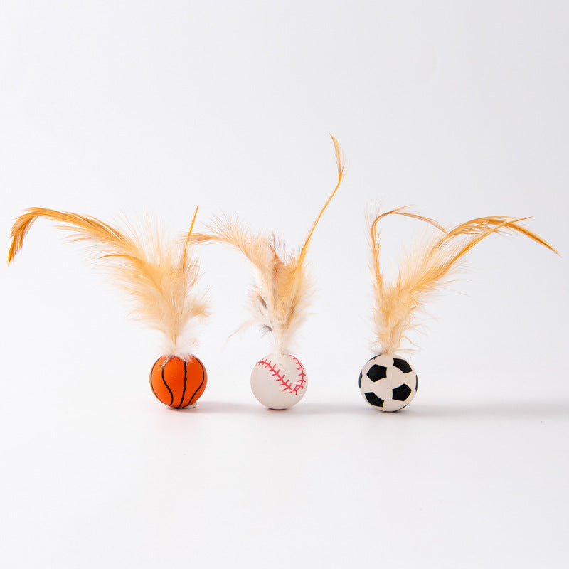 Tigra | Feder-Sprungball Katzenspielzeug im Sportdesign