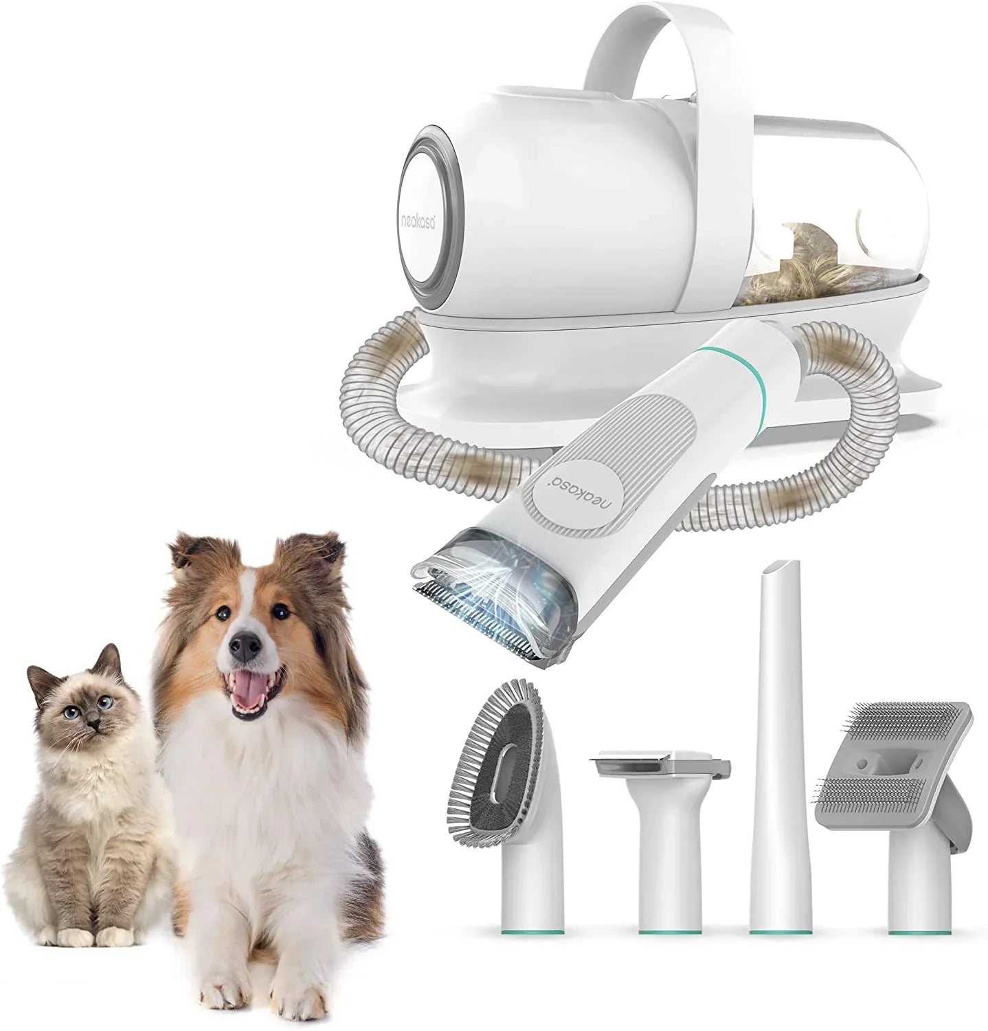 Cleo | Multifunktionales Tierpflege-Set mit Vakuum-Funktion für Fellpflege & Schur