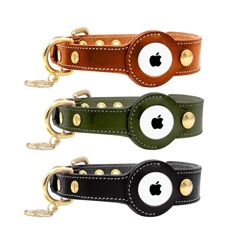 Bruno | Exklusives AirTag Lederhalsband für Hunde