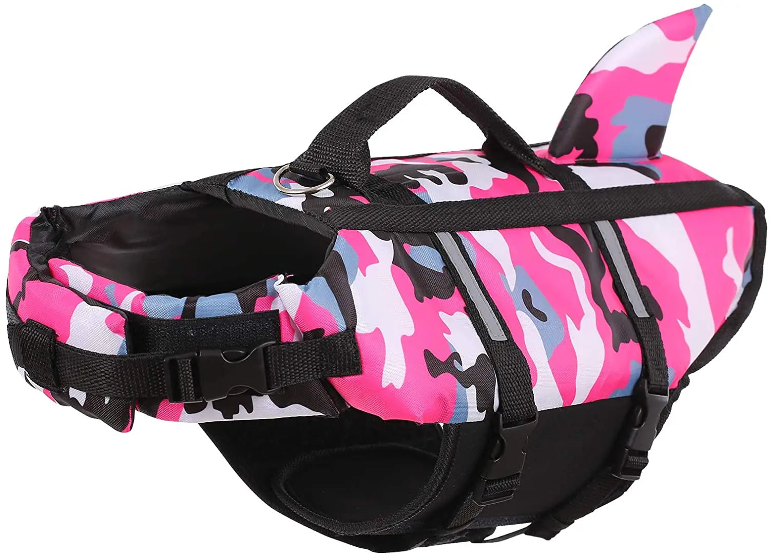 AquaRex | Hundeschwimmweste mit Haiflossen-Design & Camouflage-Muster