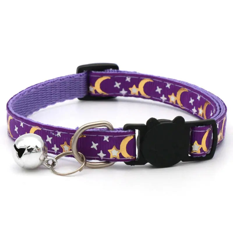 LunaPaws | Reflektierendes Katzenhalsband mit Mond- & Sternmotiv