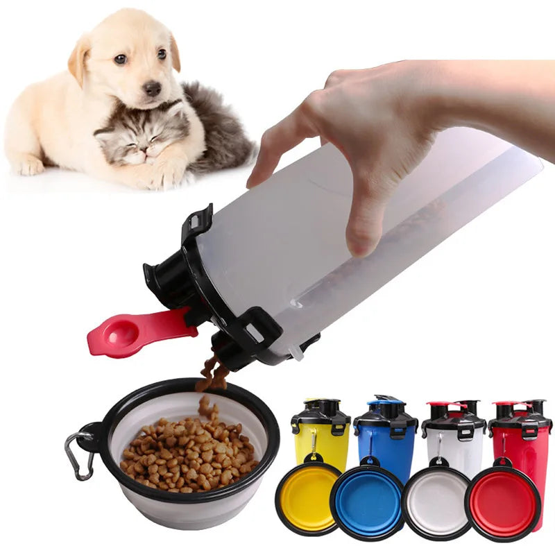 PawPort | Reise-Wasserflasche mit integriertem Futterbereich